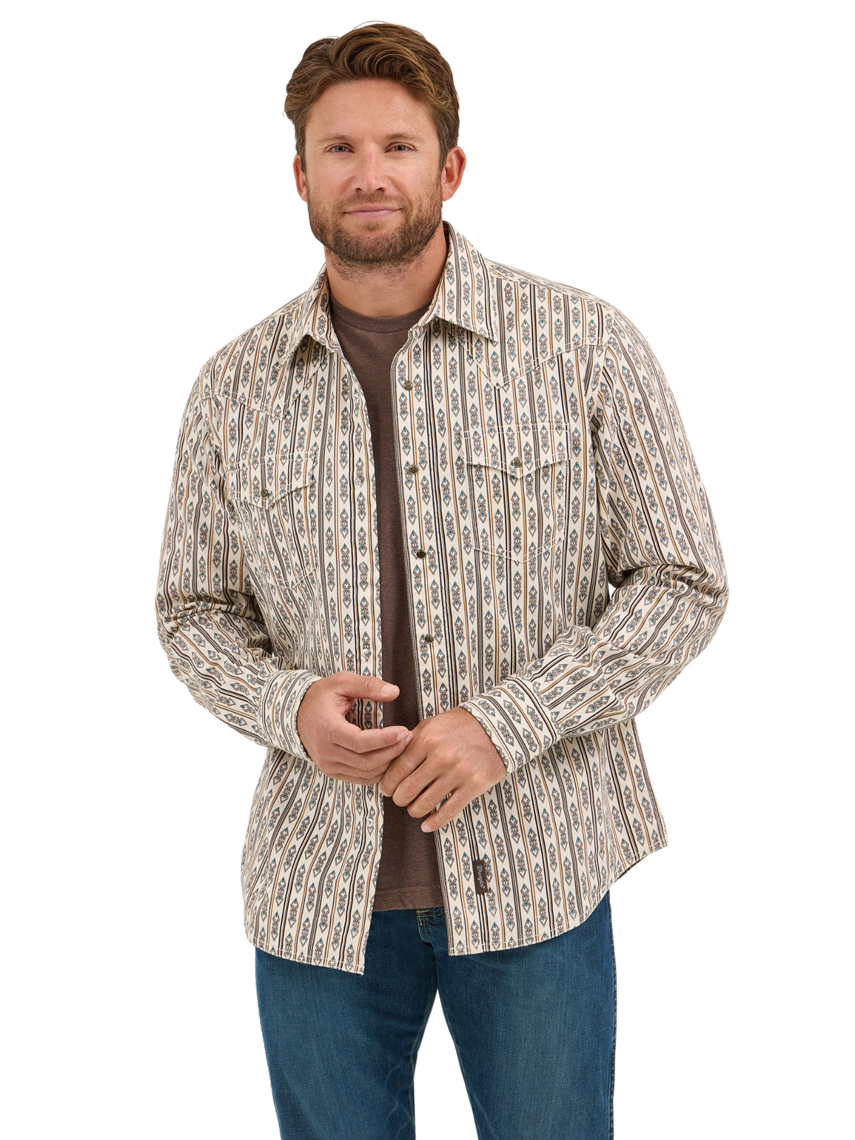 Chemise Western Ecru Stripes - Homme