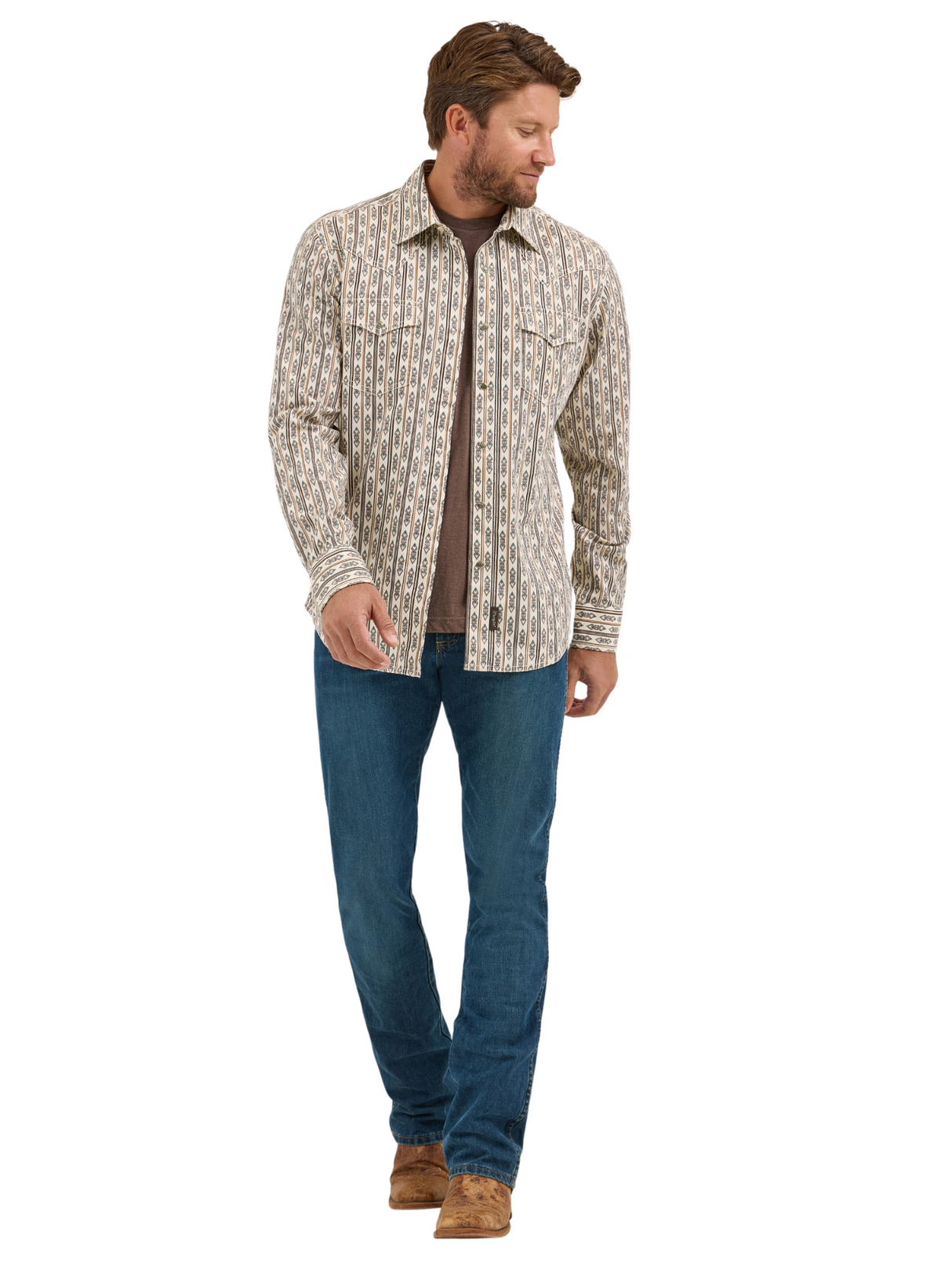 Chemise Western Ecru Stripes - Homme