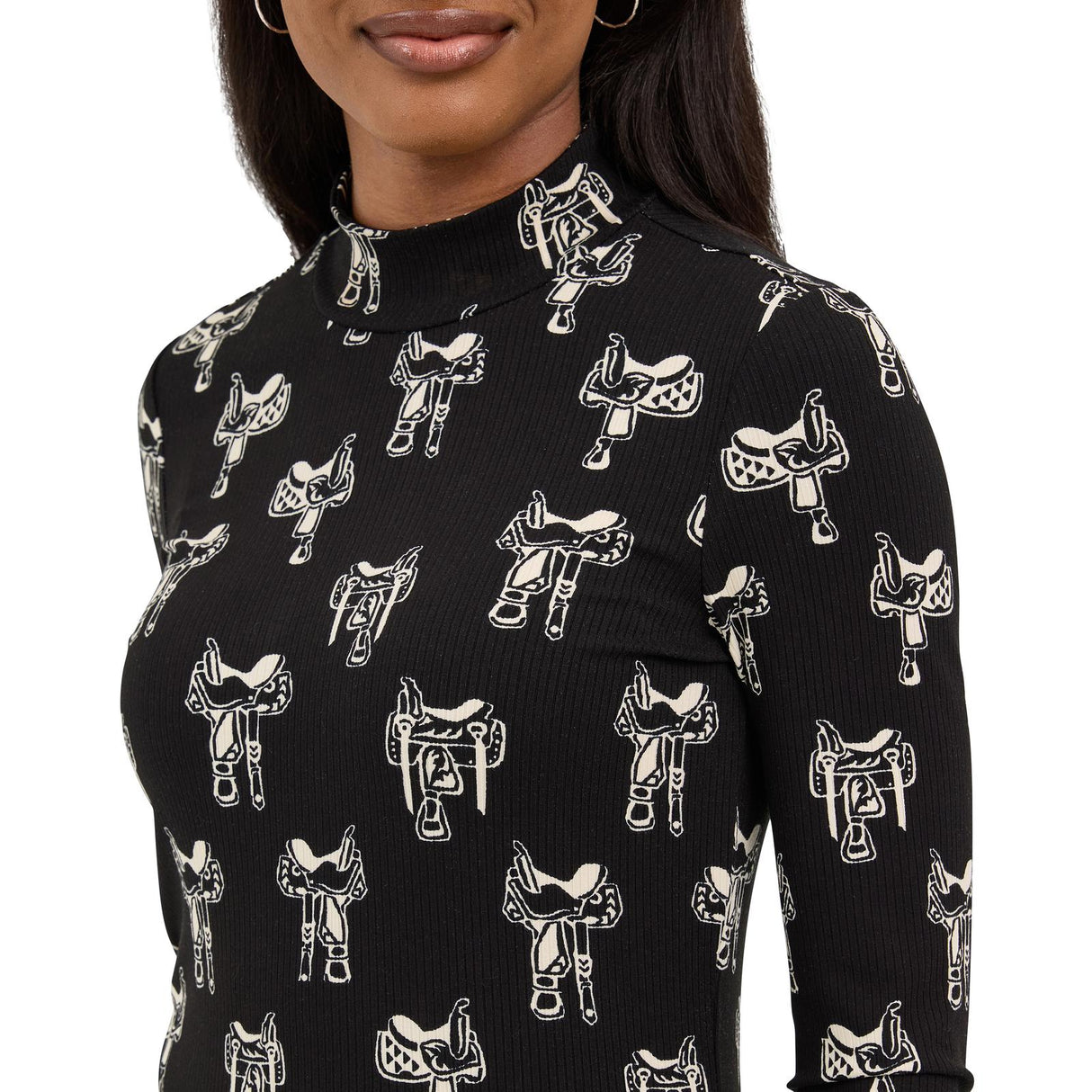 Chandail à col montant Mock Saddle - Femme