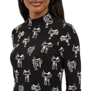 Chandail à col montant Mock Saddle - Femme