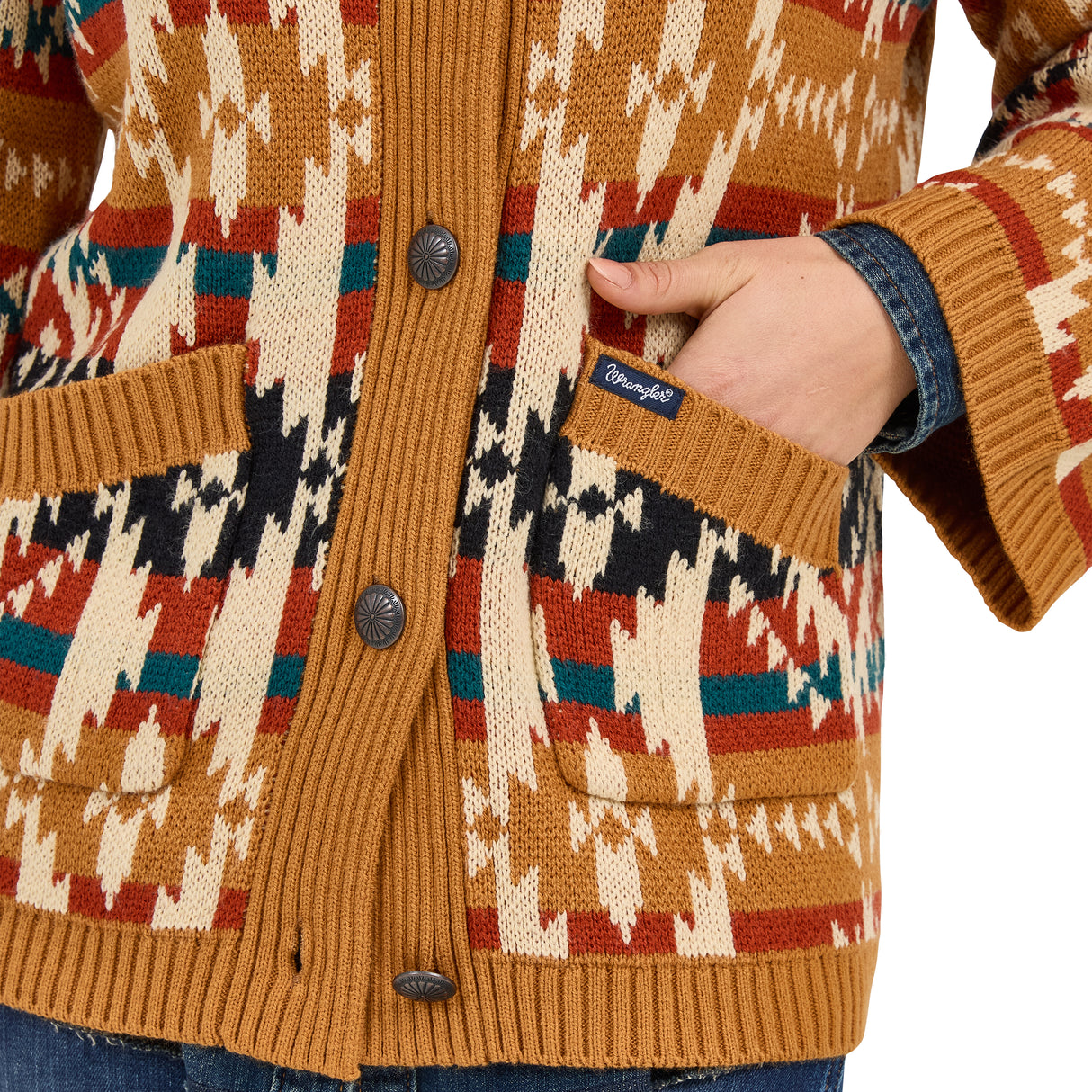 Cardigan Western à Motif Mustard - Femme