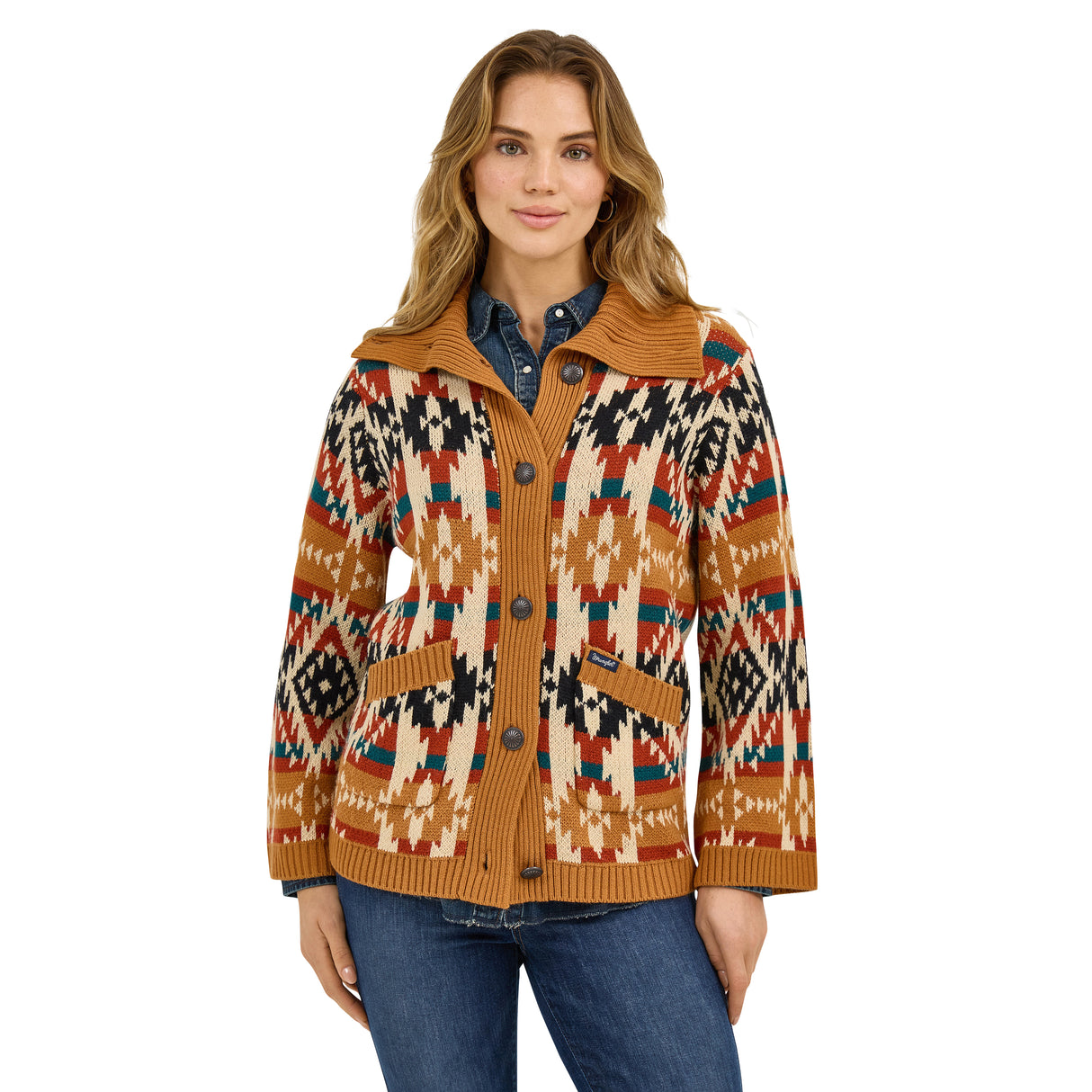 Cardigan Western à Motif Mustard - Femme