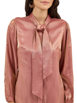 Chemise western Tie Neck Rose Gold - Femme