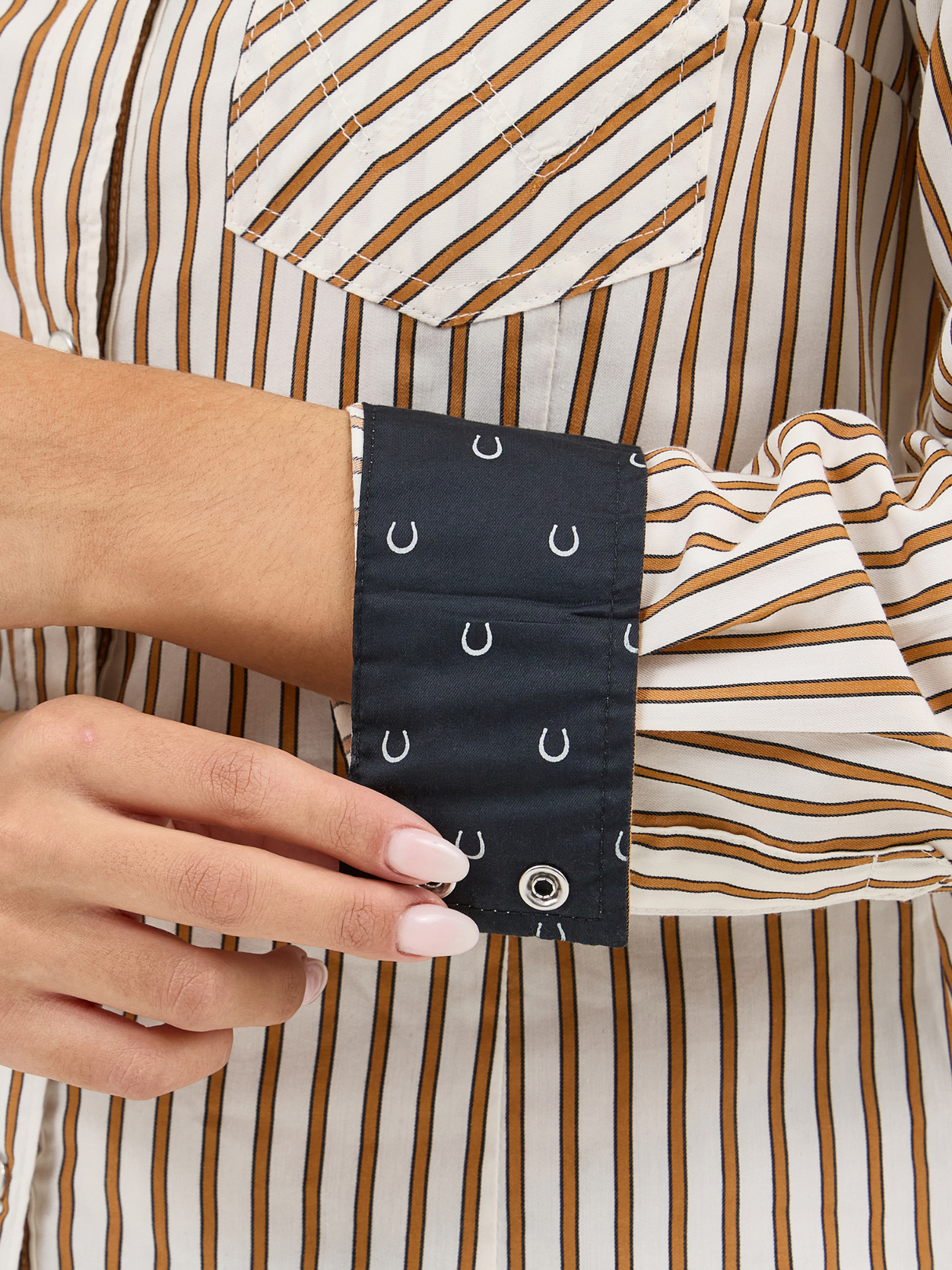 Chemise Western White Rust Lines - Femme