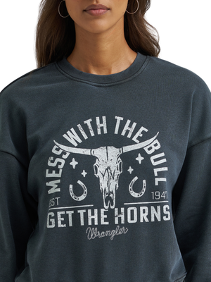 Crewneck Cropped Mess with the bull - Femme