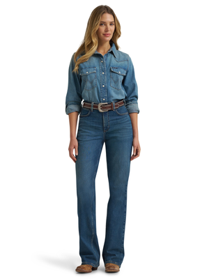 Chemise western en denim - Femme