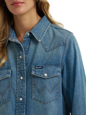 Chemise western en denim - Femme