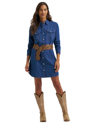 Robe en Denim à snaps - Femme