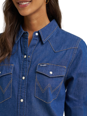 Robe en Denim à snaps - Femme