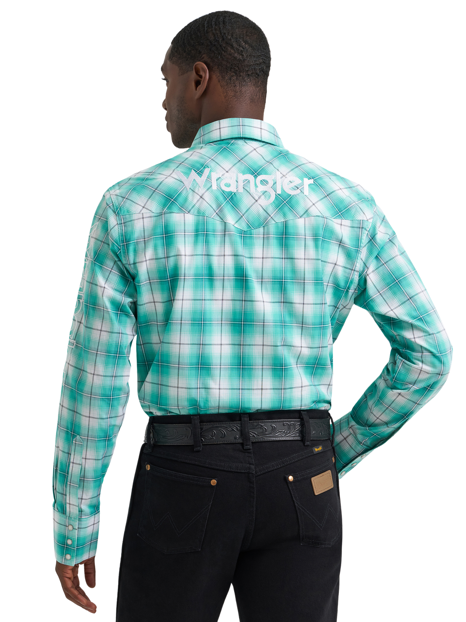 Chemise Western Carreauté Turquoise - Homme