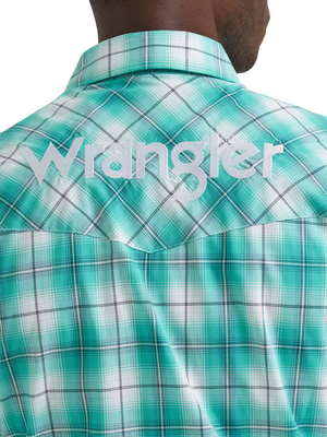 Chemise Western Carreauté Turquoise - Homme