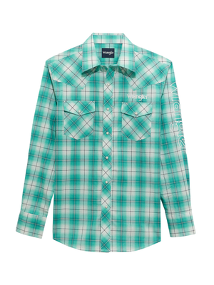 Chemise Western Carreauté Turquoise - Homme