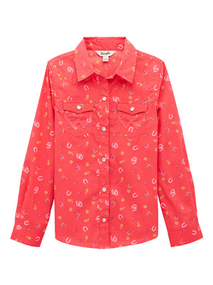 Girls' Pink Horseshoe Western Shirt