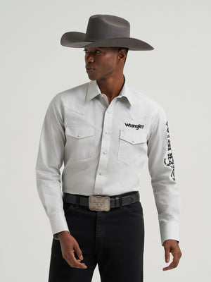 Chemise Western blanche à broderies - Homme
