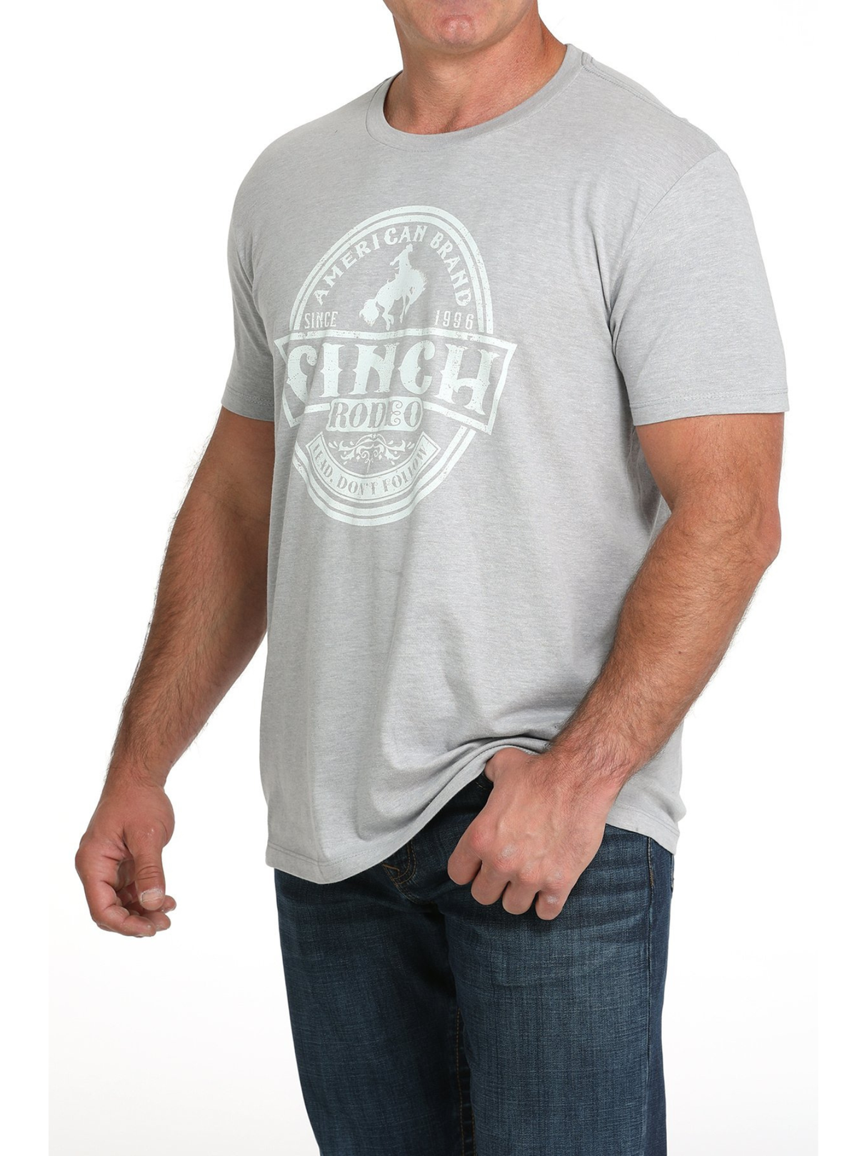 T-shirt Gris Chiné à Col Rond- Homme