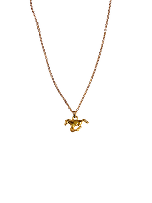 Gold galloping horse necklace