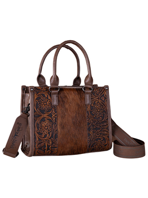 Hair-On Cowhide Tooled Handbag