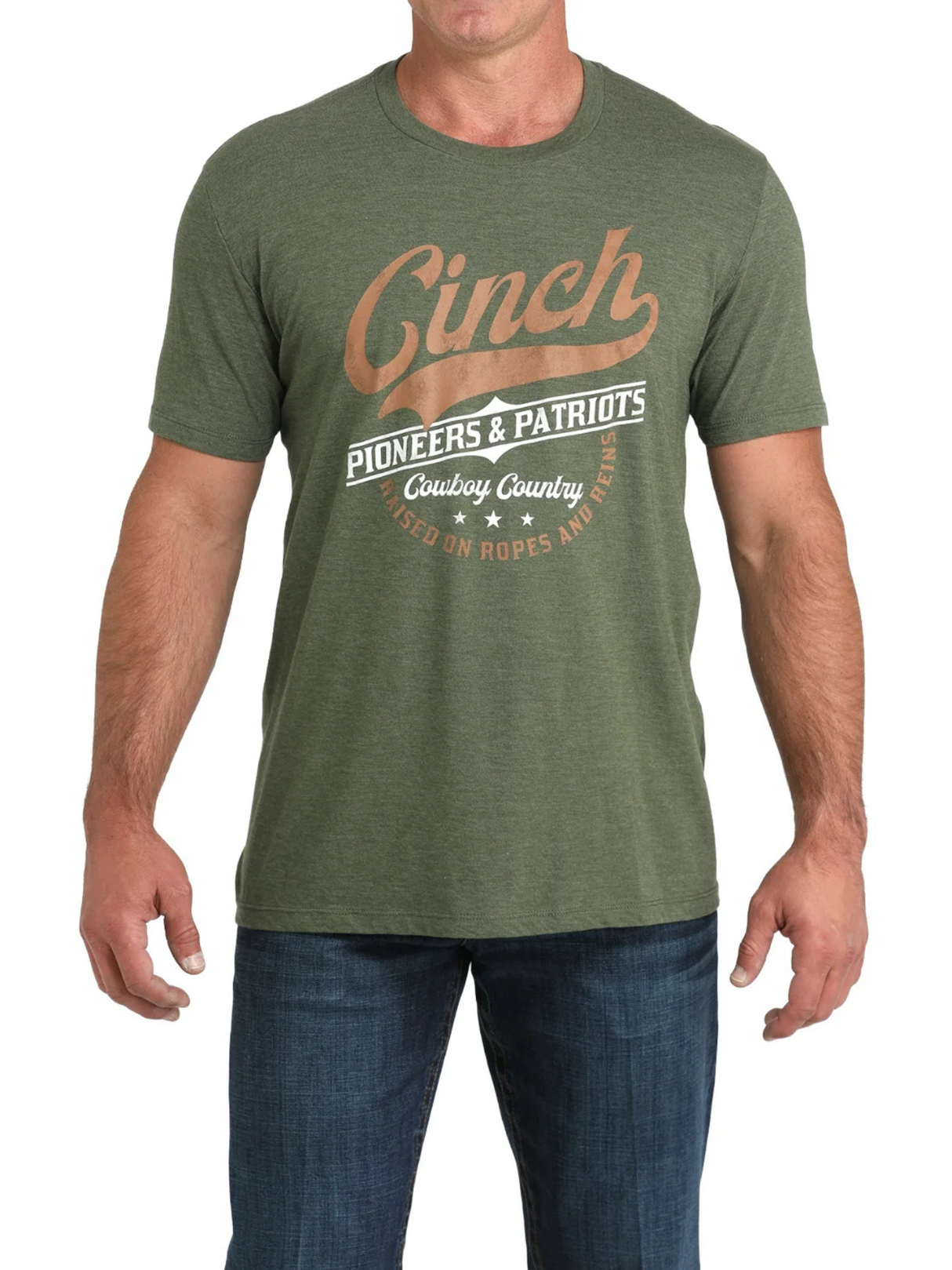 T-shirt Cowboy Country Olive Vert - Homme