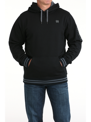 Men's Black Hoodie with Grey Embroidered Logos