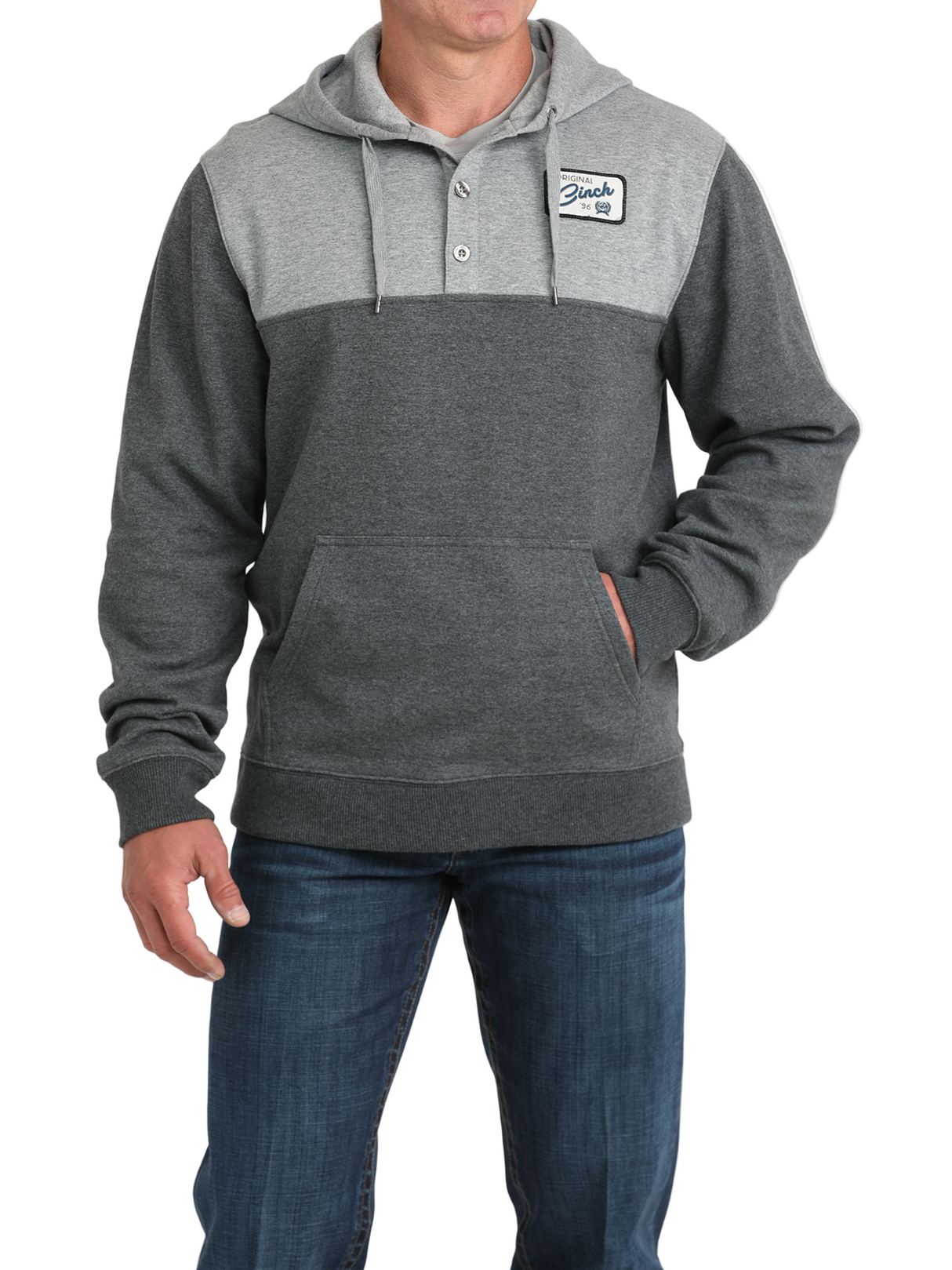 Chandail à Capuchon Gris Charbon avec Boutons 1/4 – Homme