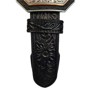 Ceinture de cuir Noire avec boucle longhorn - Homme