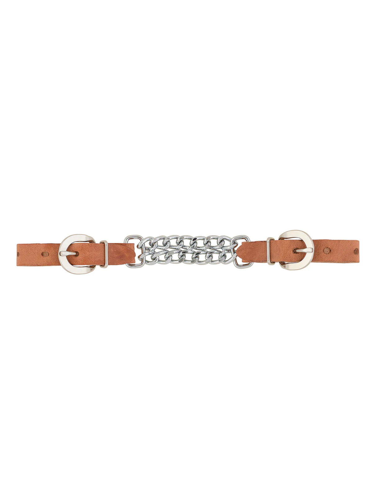 Western leather bracelet with double chain