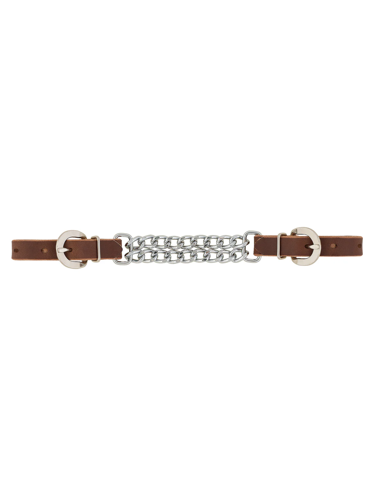 Western leather bracelet with double chain 4 1/4"