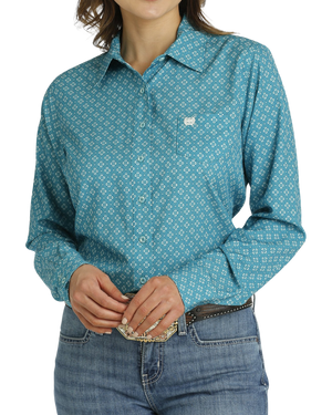 Chemise Arenaflex à Imprimé Géométrique Teal - Femme