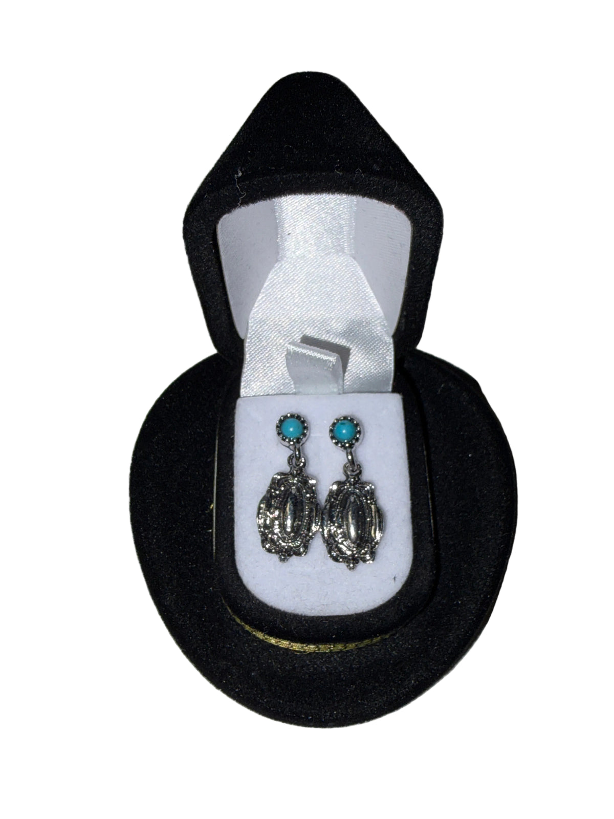 Earrings in a turquoise drop hat