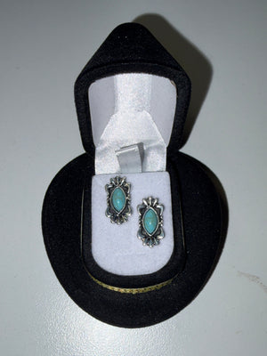 Earrings in a turquoise drop hat
