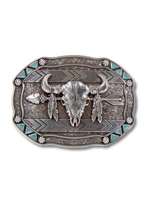Boucle de ceinture Bull skull Arrow & Feather