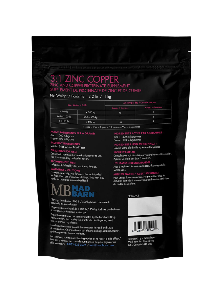 Supplément minéral 3:1 Zinc Cuivre