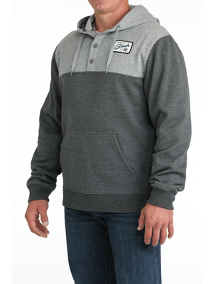 Chandail à Capuchon Gris Charbon avec Boutons 1/4 – Homme