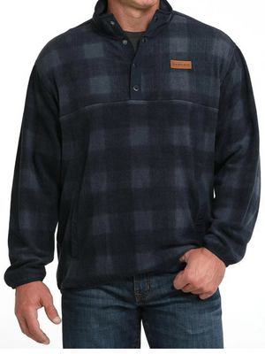 Pull-Over polaire à carreaux bleu marine- Homme