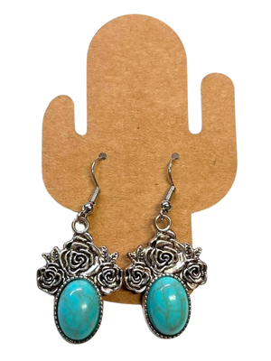 Boucles d'oreilles pendantes Pierre Turquoise