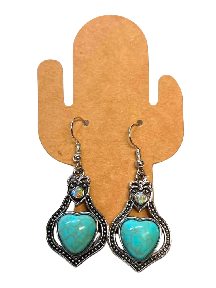 Boucles d'oreilles pendantes Pierre Turquoise