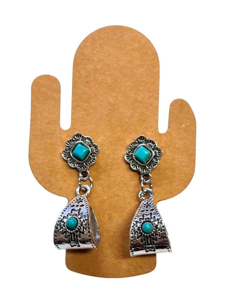 Boucles d'oreilles pendantes Pierre Turquoise