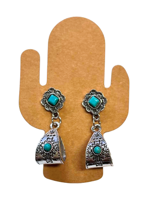 Boucles d'oreilles pendantes Pierre Turquoise