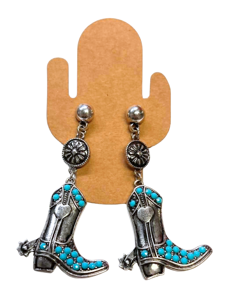 Boucles d'oreilles pendantes Pierre Turquoise