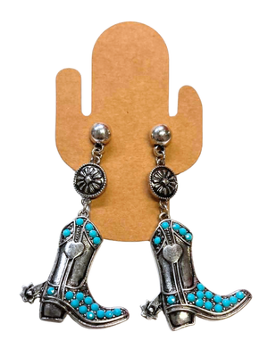 Boucles d'oreilles pendantes Pierre Turquoise
