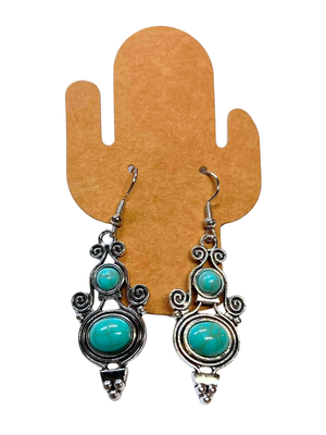 Boucles d'oreilles pendantes Pierre Turquoise