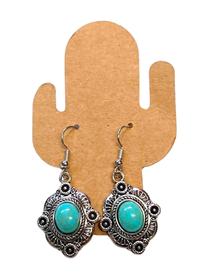 Boucles d'oreilles pendantes Pierre Turquoise