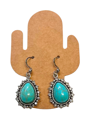 Boucles d'oreilles pendantes Pierre Turquoise