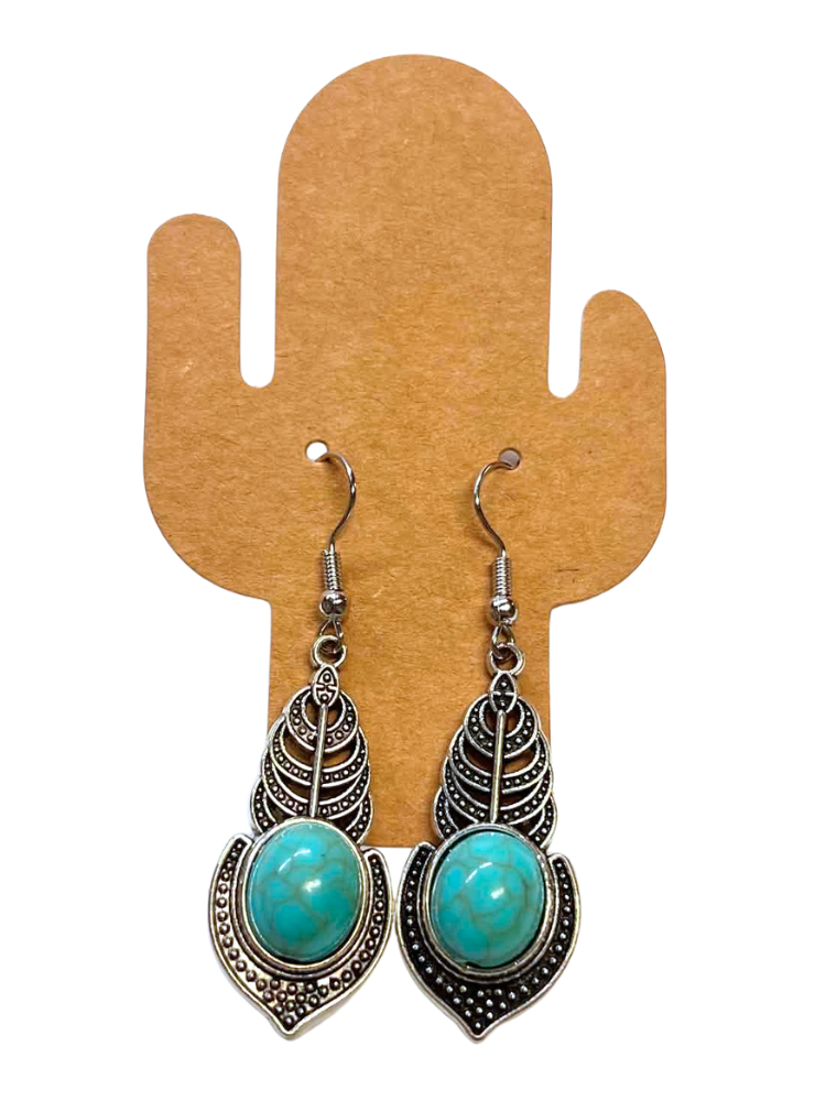 Boucles d'oreilles pendantes Pierre Turquoise