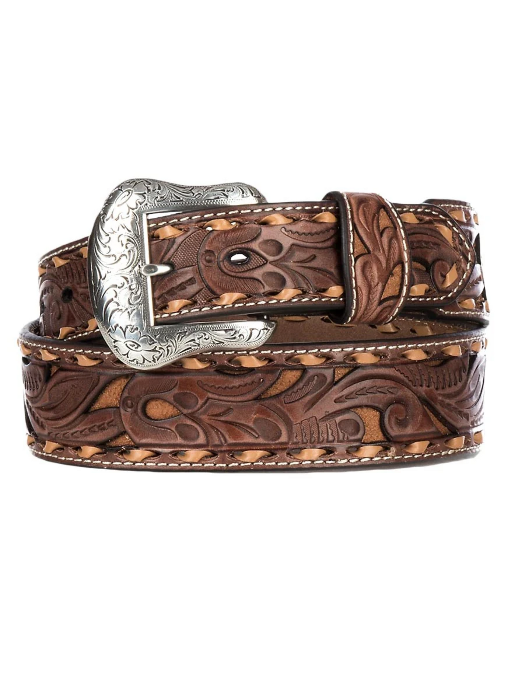 Brown Floral Belt - Men