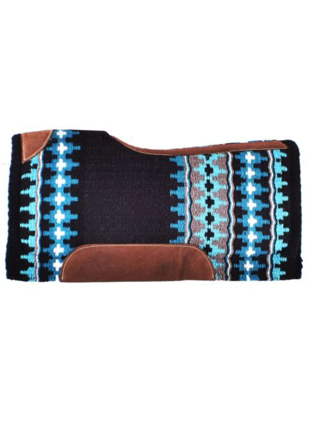 Black/Turquoise Western Rug with Memory Felt