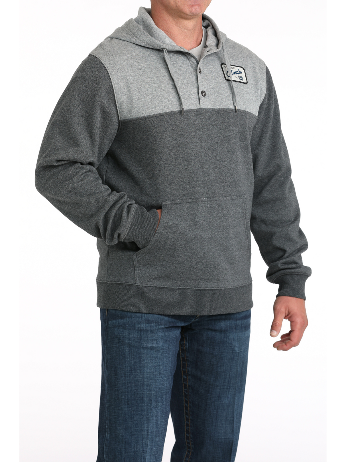 Chandail à Capuchon Gris Charbon avec Boutons 1/4 – Homme