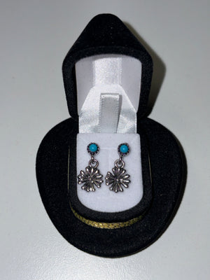 Earrings in a turquoise drop hat