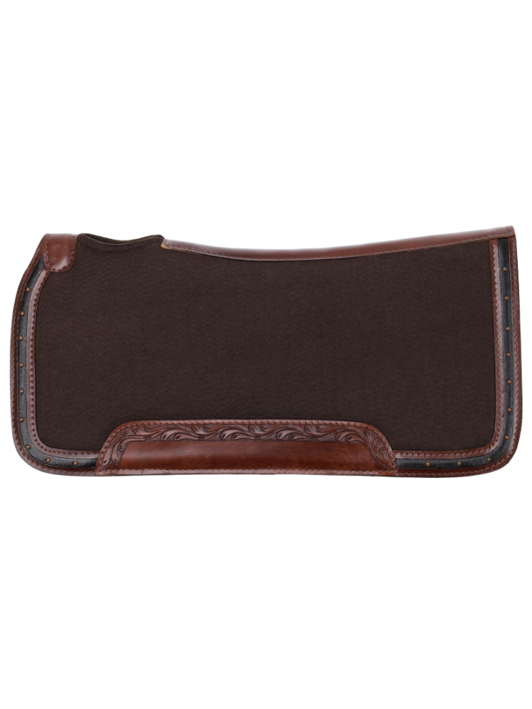 Tapis de selle feutre avec bordure cuir 31” x 32”