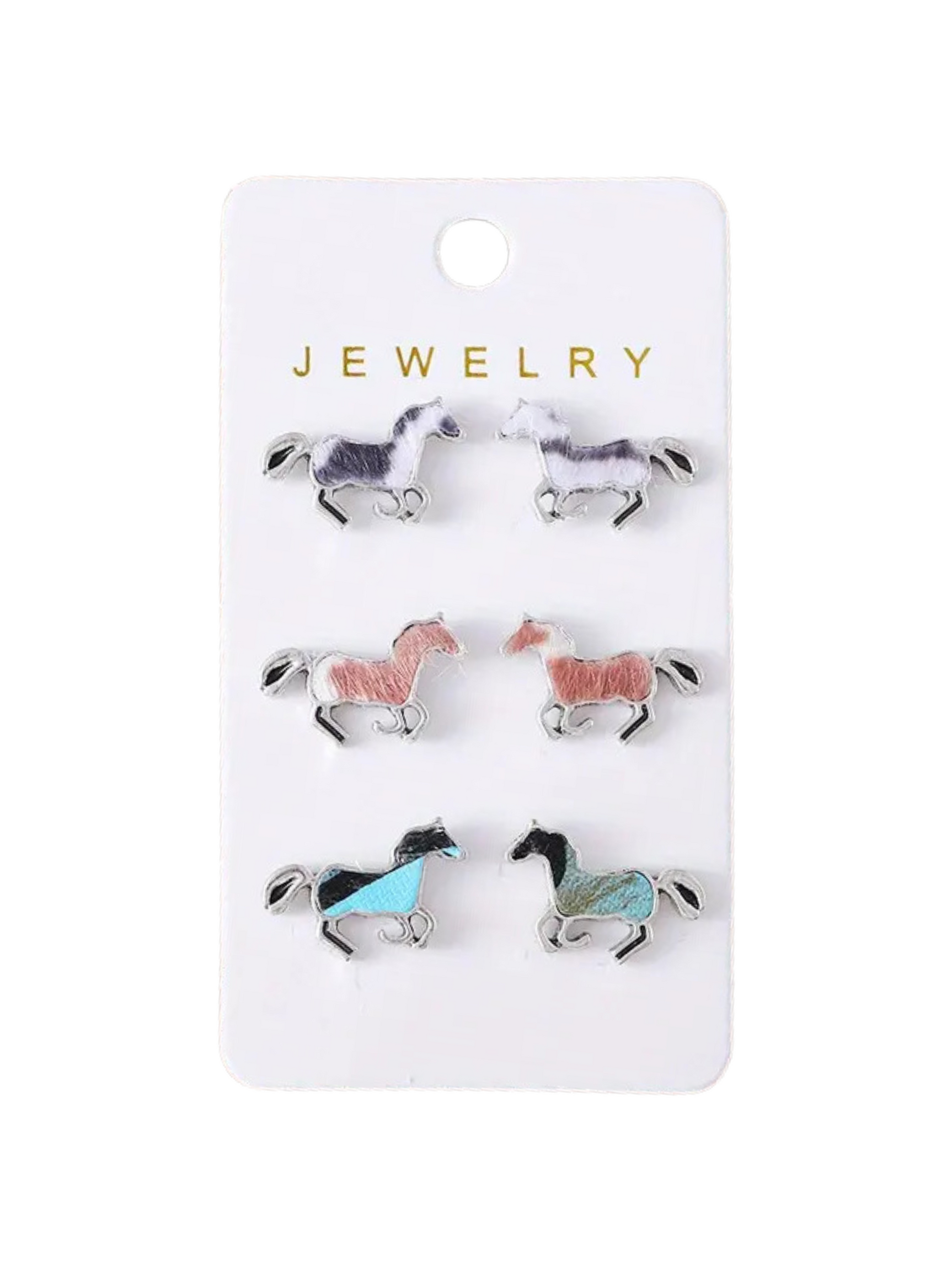 Ensemble de boucles d'oreilles cheval hair-on (3)